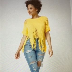 Distressed Sweater Top